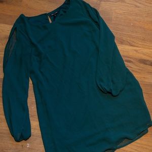 Cold Shoulder Emerald Green Shift Dress